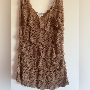 SHINE-Copper Crochet Layered Top LG